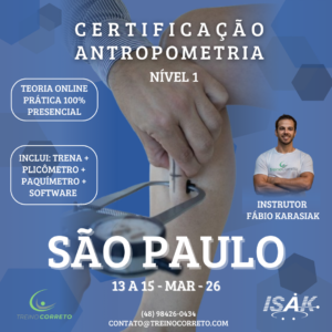 47. Curso ISAK Nível 1 São Paulo, 13 a 15 de março/2026