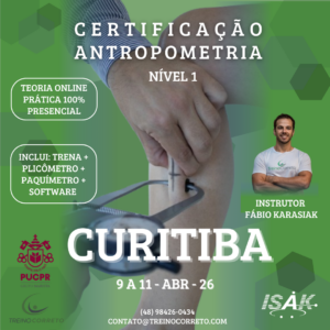 48. Curso ISAK Nível 1 Curitiba, 9 a 11 de abril/2026