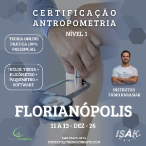 52. Curso ISAK Nível 1 Florianópolis, 11 a 13 de dezembro de 2026