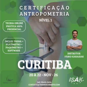 51. Curso ISAK Nível 1 Curitiba, 20 a 22 de novembro/2026